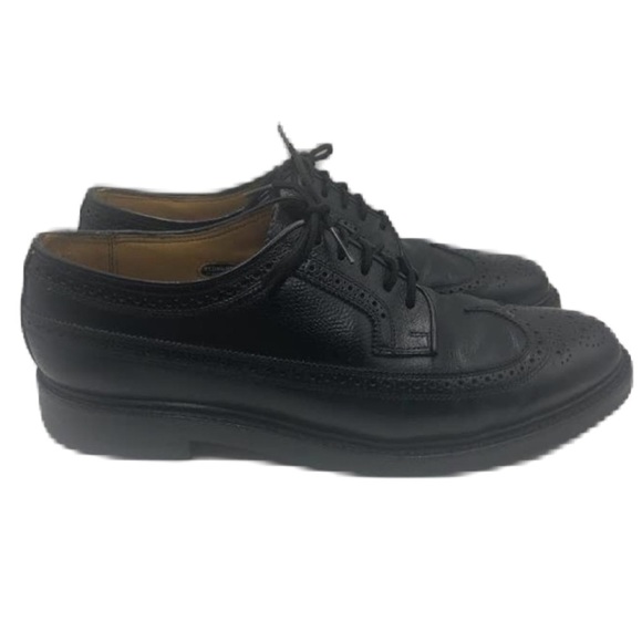 Vintage Florsheim Imperial Men's Black Leather Wing Tip Dress Shoes 9.5D - Picture 1 of 13